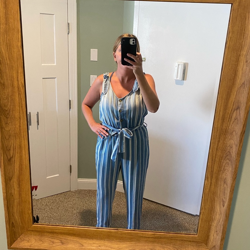 Striped denim jumpsuit- never worn